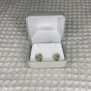 New Gold & Diamond Heart Shaped Earrings